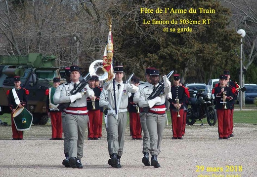 2018 03 29 CHAN-PL Fete de l Arme du Train  Le fanion du 503e RT et sa garde 6067 copie r