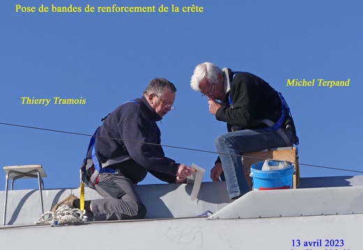 2023 04 13 CHAN-PL P1260305 Pose de bandes sur la crête Thierry Tramois Michel Terpand
