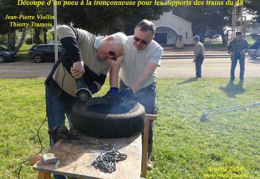 2024 04 04 CHAN-PL P1040797 Découpe d&#039;un pneu pour les rails de soutien des trains J.Pierre Viollin Thierry Tramois
